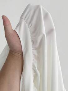 Maweii Vestido casual de talla grande para mujer, tipo línea A, de un solo color, con lazo en el pecho, para vacaciones
