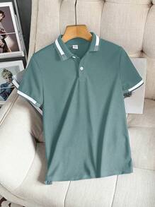 SHEIN Camisa polo de manga corta con cuello casual para niños preadolescentes