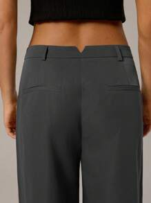Forever 21 Fall&Winter Women Black Straight Leg /Low Rise/Fitted/Y2k Clothes/New Years/Summer Women Clothes/Business Casual Woman/Vacation/Holiday/Basic/Going Out/ Pants - Grey - View 3
