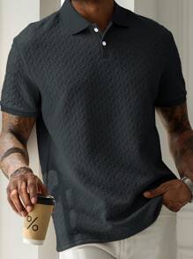 Manfinity CasualCool Men's Solid Color Short Sleeve Casual Commuting Polo Shirt , Polo Shirts For Men Collar