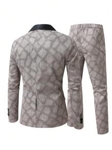 Manfinity AFTRDRK Plus Size Men's Casual Minimalist Blazer And Pants Set, Everyday Wear