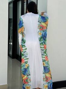 Swim Mulvari Áo hoodie in họa tiết thực vật và động vật nhiệt đới che phủ toàn bộ phong cách Trung Đông dành cho nữ - Nhiều màu - Xem 2