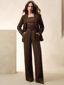 Anewsta Women's Elegant Loose Fit Pearl Embroidered Blazer, Sophisticated & Classy