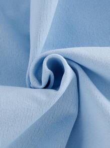 Toddler Girls' Elegant Fashionable Sweet Cute Blue T-Shirt With Ruffles & Bow Decor, Matching With Blue Pleat Skirt 2pcs Set, Summer - Blue - View 8