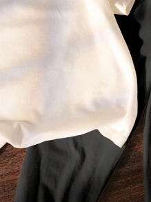 小男孩圆领短袖T恤，简约时尚，适合夏季和长裤 - 黑色 - 查看 4