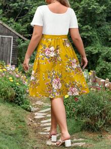 SHEIN LUNE Plus Size Simple Short Sleeve Casual Dress, Suitable For Summer