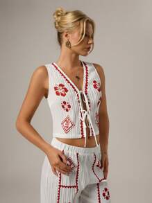 SHEIN Forever 21 Spring&Summer Women Romantic/Prom/Formal/Birthday/90s/Business Casual Woman/Elegant/Western Wear/Going Out/Fashion/Casual/Y2k/Club/Office /Cocktail/Vintage/Bodycon/Rave Festival/Funny/Classy/Old Money/Streetwear/Vacation/Country Concert/Work /Modest/Spring Break/Bachelorette/Concert/Baddie/Basic/Graduation/Floral Tank Top - Multicolor - View 4