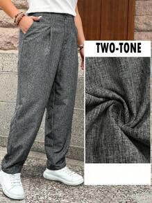 EMERY ROSE Leinwand-ähnlich strukturierte Hose in Große Größen mit Mehrfarbendruck, für Lässig und Pendeln geeignet - Grau - Übersicht 4