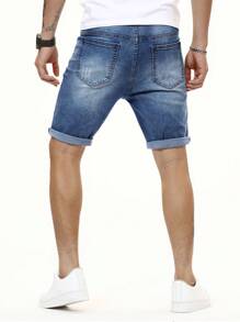 Manfinity Homme Short en jean pour hommes en coton avec poches en biais