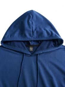 Manfinity Homme 2pcs/Set Men's Casual Solid Color Drawstring Hooded Short Sleeve T-Shirt And Shorts Men 2 Pieces Sets - Royal Blue - View 4