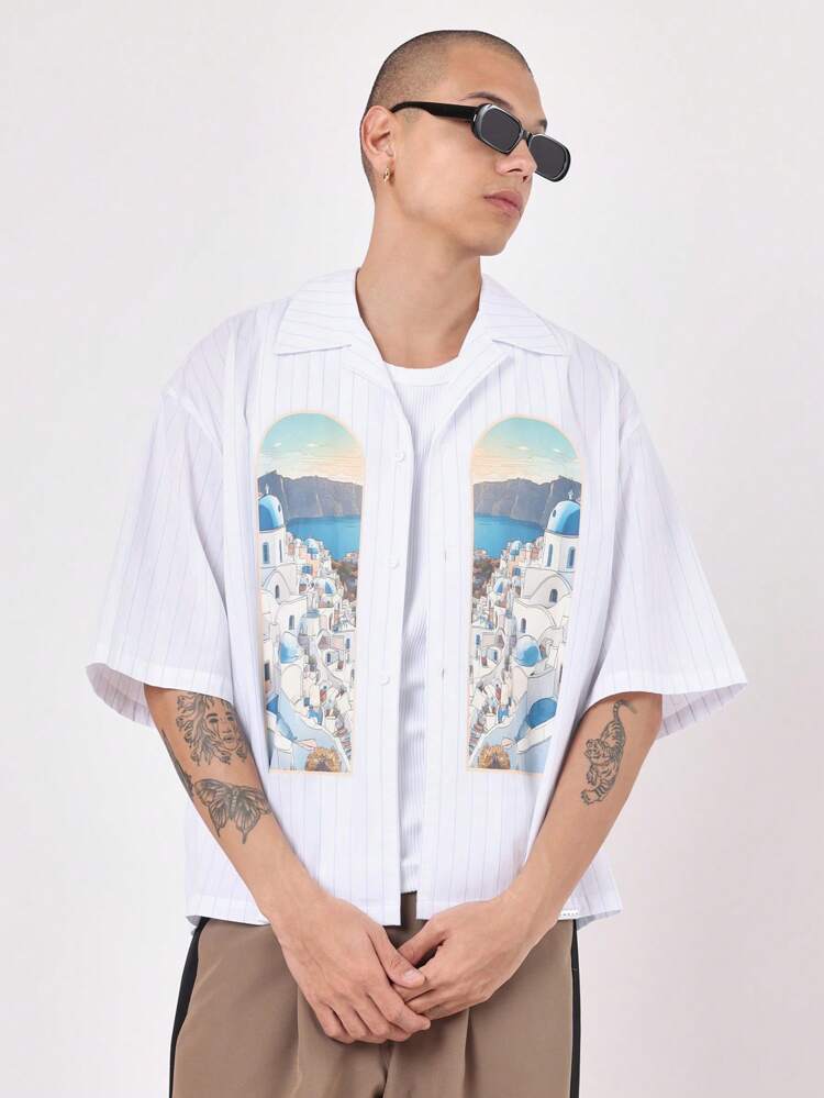 Streetwear Button Down Print Graphic Design Shirt