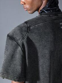 NEON BLANC Men's Street Style Black Graphic Print Crew Neck Knit T-Shirt - Black - View 4