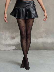 ROMWE Kawaii Dames panty's/leggings met hartjesmotief, geschikt om te combineren met minirokken