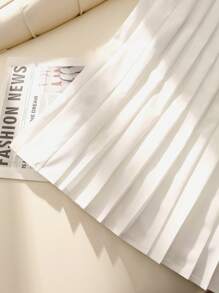 Franclia Falda elegante de cintura alta y silueta estilizadora, sensación de caída, talla petite - Blanco - Ver 4