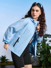 In My Nature 女士户外休闲夹克，适合露营、徒步旅行、城市通勤 - 藍色 - 查看 9