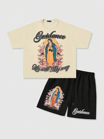 Goth Ensemble de T-shirts oversize amples à imprimé graphique pour hommes, style de rue vintage