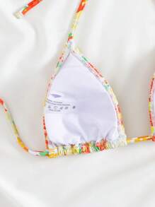 SHEIN Swim Random Floral Print Swimwear Bikini Top, Beach Summer - Multicolor - View 3