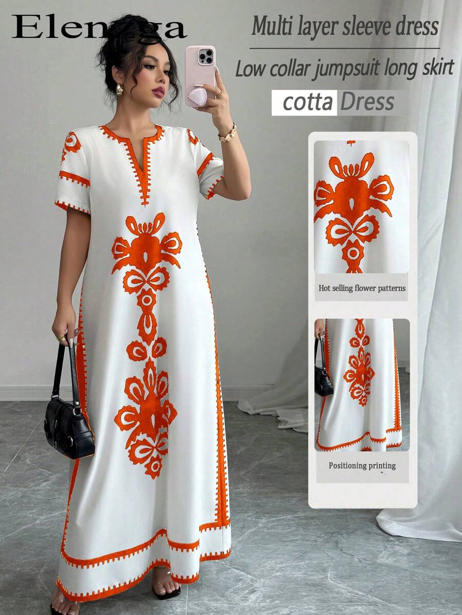 Elenzga Váy dài nữ, tối giản & thời trang, phù hợp cho mùa hè - Đỏ - Xem 1
