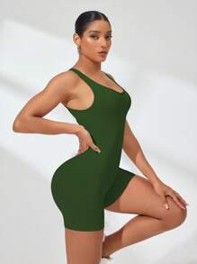 Slayform 女士运动健身连体衣、修身时尚舞蹈服和瑜伽服 - 軍綠色 - 查看 7