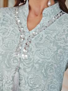 Al Najma 亮片丝带流苏编织提花阿拉伯风格连衣裙