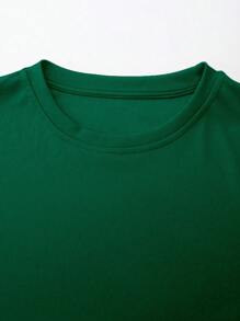 Manfinity Dauomo 男士卡通脸印花圆领短袖休闲 T 恤 - 軍綠色 - 查看 3