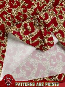 EMERY ROSE Blusa holgada de cuello redondo con estampado completo, manga 3/4, para mujer talla grande, primavera y otoño - Rojo - Ver 6