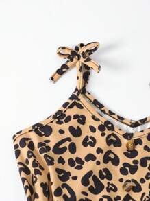 Young Girls Bodysuits & Jumpsuits Leopard Print Is Suitable For Spring And Summer Vacations, Hawaii Street Parties