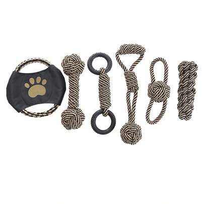 PETSIN Đồ chơi Rope Dog Lover And Dog Mom Love, Màu đen và vàng, Thích hợp cho giống chó vừa và nhỏ, Tương tác, Đồ chơi nhai, Hỗ trợ huấn luyện và Giúp giảm lo âu, Quà tặng cho người yêu mèo/chó và Sản phẩm cho thú cưng Dog/Mèo Mom Love