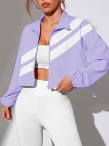 Core Rhythm Spring & Autumn Color Block Full Zip Up Drawcord Hem Sports Jacket - Multicolor - View 3