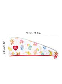 SHEIN X Care Bears Mũ khăn lau tóc thấm hút hai lớp in hình gấu hoạt hình dễ thương, quà tặng, dùng cho phòng tắm gia đình, khăn lau tóc mùa hè - Nhiều màu - Xem 5