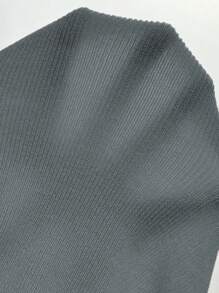 Rafferiza 2 Pieces Set: Solid Color Hollow-Out Knitted Sweater & Form-Fitting Camisole Dress - Grey - View 8