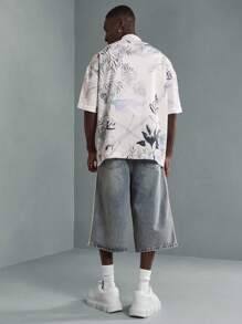 SUMWON 热带度假纽扣衬衫夏威夷海滩度假棕榈印花长袖休闲夏季春季节日派对轻便舒适版型