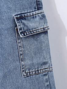 SHEIN 年轻男孩时尚休闲连帽衫上衣和多口袋直筒工装裤牛仔套装