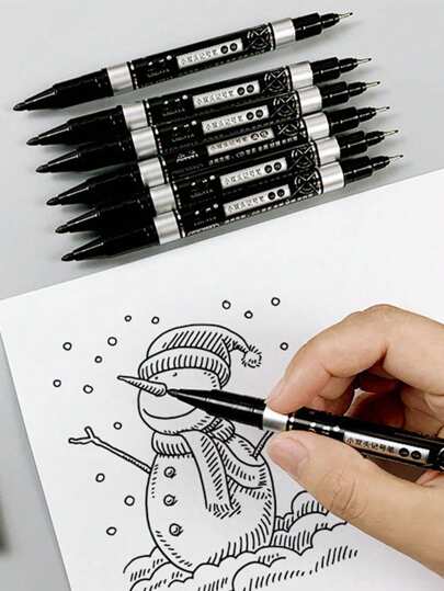 3/6/12pcs Creative Art Supplies Double-Headed Outline Marker Pens Back To School