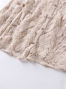 Calvaya Cárdigan con botones delanteros con perforaciones, cárdigan de manga larga de moda adecuado para primavera y otoño, cárdigan de mujer de unicolor con escote en V delantero abierto y perforaciones, cárdigan casual con dobladillo con volantes y botones delanteros de manga larga