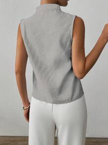 Zielony Women's Sleeveless Elegant Commuting Casual Linen Striped Blouse, Spring/Summer