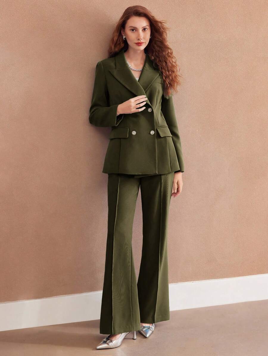 MOTF PREMIUM STRUCTURED DOUBLE BREASTED BLAZER - Army Green - View 1