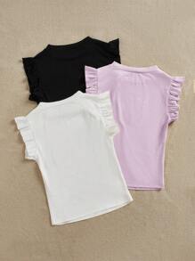 SHEIN Unity 女士纯色圆领休闲喇叭袖 T 恤套装，百搭 - 彩色 - 查看 2