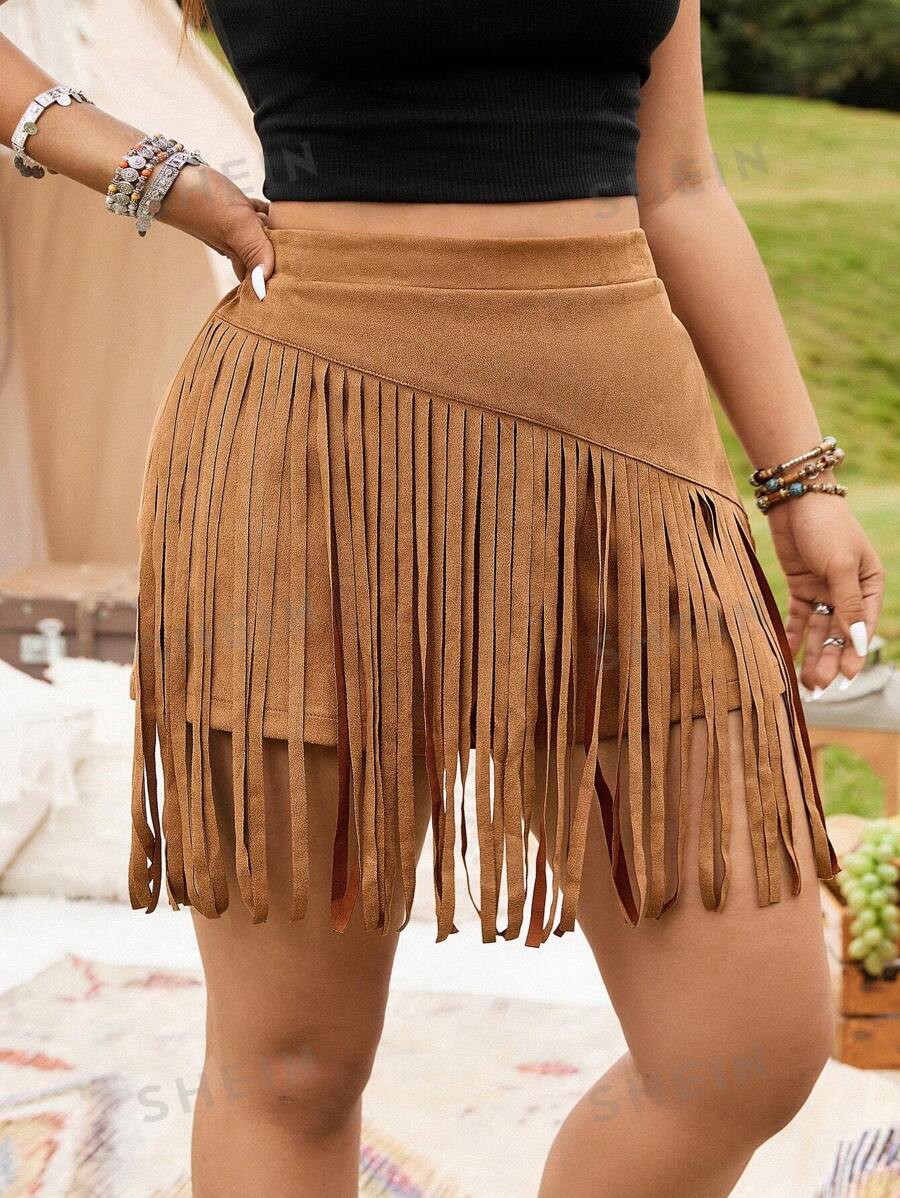 Breezaya Shorts vaqueros con flecos de estilo vintage y casual para mujer de talla grande, apropiados para festivales de música western y vacaciones, primavera/verano