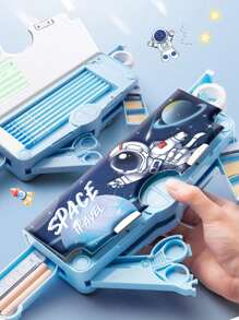 1pc Multi-Functional Stationery Box, Cartoon Plastic Double-Layered Pencil Case With Large Capacity For Stationery Storage,Back To School,School Supplies,Durable, Ease Of Use, Giftable, Versatile - Multicolor - View 11