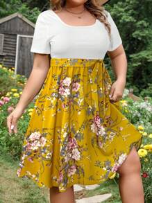 SHEIN LUNE Plus Size Simple Short Sleeve Casual Dress, Suitable For Summer