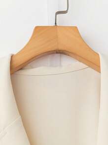 SHEIN Clasi Solid Color Pleated Metal Button Sleeveless Blouse For Women, Business/Office Attire - Apricot - View 3