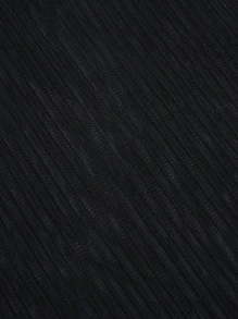 女士高领性感条纹网眼透视背连体裤 - 黑色 - 查看 8