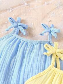 SHEIN Vintaside Kids 3pcs Baby Girls Simple Korean & Japanese Style Colorful Romper - Multicolor - View 4