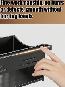 SHEIN 1 pieza Rejilla de desagüe de fregadero negra, con función de colgar un paño, de materiales plásticos, puede almacenar herramientas de limpieza y ordenar el fregadero de la cocina/lavandería/encimera del baño, impermeable, filtrado de agua automático, sin necesidad de instalación.