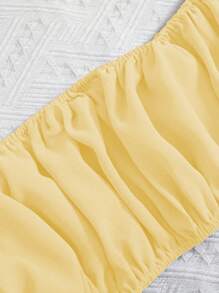 Breezaya 2 sztuki/zestaw damski wakacyjny swobodny jednolity top z odkrytymi ramionami i szorty