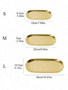 1pc Gold Luxurious Metal Storage Tray Heart Shaped Jewelry Display Tray Home Decoration Serving Plate Craft For Table Organizer Oval (7in/8.7in/10.2in) - Gold - View 2