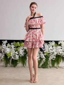 MOTF Soiréza 女士花卉印花荷叶边迷你连衣裙 - 彩色 - 查看 6