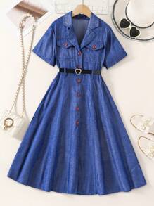 1 件 Tween Girl 休闲蓝色牛仔效果连衣裙