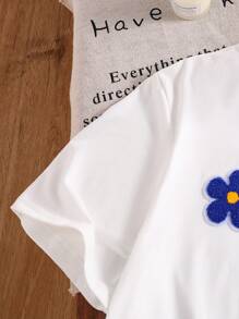 Camiseta de manga corta blanca con estampado floral 3D colorido para niñas adolescentes, ideal para vacaciones, verano y viajes